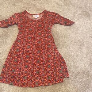 LuLaRoe Kids Dress with Red and Orange Pattern
